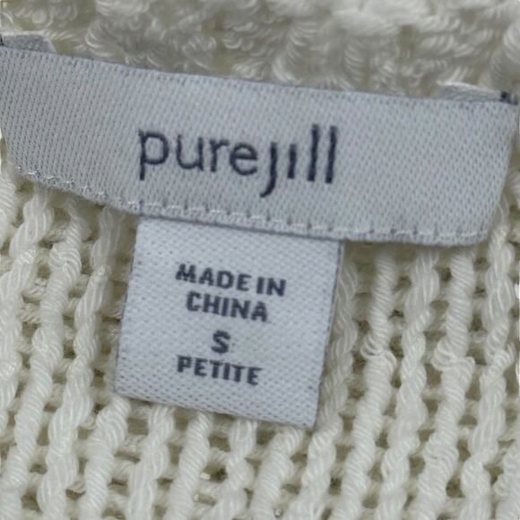 J Jill Pure Neutral White Beige Open Knit Long Sleeve Pullover Sweater sz P S - Picture 16 of 16
